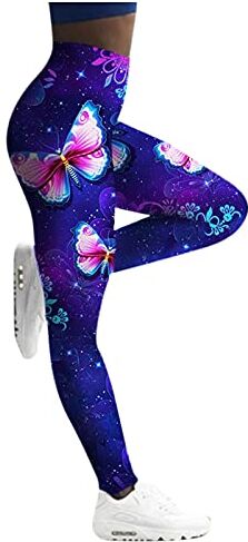 KEERADS Pantaloni Yoga Vita Alta Vita Plus Size Pantaloni Moda Pantaloni Leggings Donne High Yoga Fashion Silm Sport Stampa Pantaloni Legging 8 Anni Ragazza (Dark Blue-H, XL)