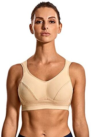 WENJUN Reggiseno sportivo da donna ad alto impatto, reggiseni senza fili di supporto, yoga corsa, allenamento fitness per tutti i giorni (colore: tono della pelle, taglia: 90F)