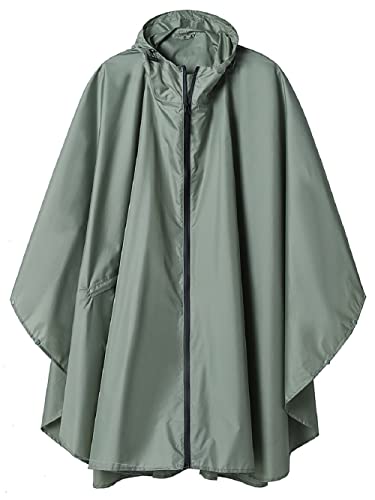 SaphiRose PONCHO Poncho Pioggia Impermeabile per Donna Uomo, Poncho Antipioggia er Adulti Multiuso Mantella con Cappuccio, Verde