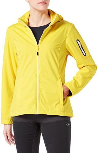 CMP Giacca in light softshell da donna con cappuccio removibile, Lemon, 46