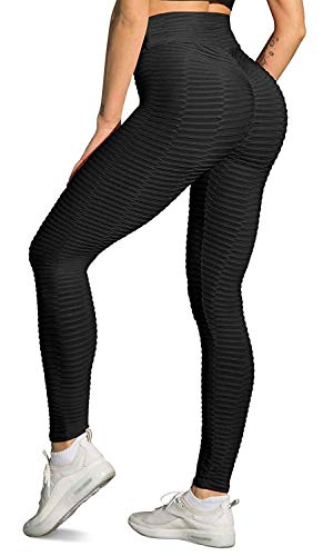 Memoryee Leggins Donna Sportivi Anticellulite Pantaloni Push up Booty Pantacollant Vita Alta Fitness Elastici Taglia Grossa Leggings Yoga/Style1-Black/XL