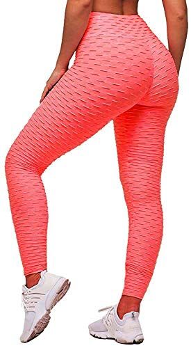 Memoryee Leggins Donna Sportivi Anticellulite Pantaloni Push up Booty Pantacollant Vita Alta Fitness Elastici Taglia Grossa Leggings Yoga/Orange/M