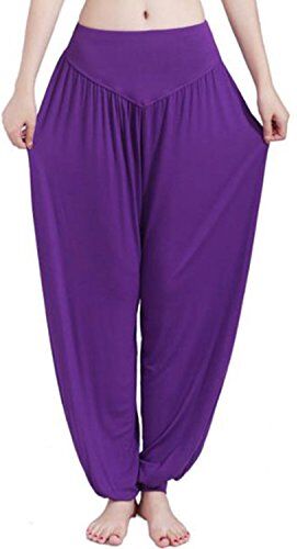 MEISHINE ® Donna Modal Elastico Yoga Pantaloni Harem Pantaloni Fitness Pantaloni Pilates Pantaloni Danza Pantaloni Workout Pantaloni Sportivi Pantaloni Jogging Pantaloni (S, Viola)