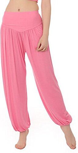 MEISHINE ® Donna Modal Elastico Yoga Pantaloni Harem Pantaloni Fitness Pantaloni Pilates Pantaloni Danza Pantaloni Workout Pantaloni Sportivi Pantaloni Jogging Pantaloni (Size S, Rosa)