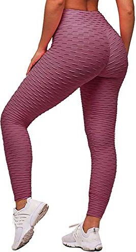 Memoryee Leggins Donna Sportivi Anticellulite Pantaloni Push up Booty Pantacollant Vita Alta Fitness Elastici Taglia Grossa Leggings Yoga/Bean Paste/L