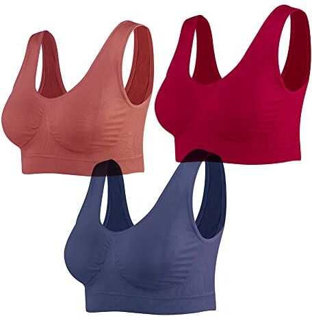 Lemef , Reggiseno Sportivo da Donna, Senza Cuciture e Senza Ferretto, con Cuscinetti Rimovibili, per Yoga, 3 Pezzi, S