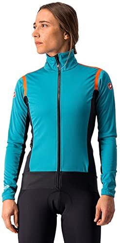 CASTELLI Alpha Ros 2 W Light Jacket, Giacca Donna, Teal Blue/Black-Fiery Red, S