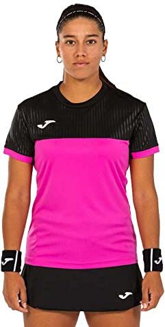 Joma Maglia Manica Corta Montreal Maglietta, Rosa Fluo Nero, L Donna