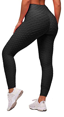 Memoryee Leggins Donna Sportivi Anticellulite Pantaloni Push up Booty Pantacollant Vita Alta Fitness Elastici Taglia Grossa Leggings Yoga/Black/S