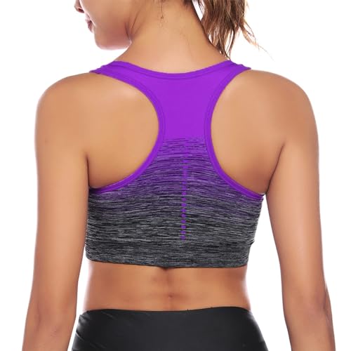 Sykooria Donna Reggiseno Sportivo Reggiseno da Allenamento Senza Ferretto Top Fitness Donna Palestra Imbottito per Ginnastica Yoga Viola L