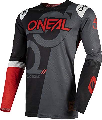 O'NEAL Motocross Shirt Manica Lunga   MX MTB Mountain Bike   Maglia da Ciclismo con Maniche Senza Polsini Prodigy Jersey Five Zero   Adulto   Nero Rosso Neon   Taglia L (52/54)