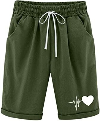 KEERADS Pantalone Large Rosa Donna Summer Cotton Linn Dente di leone Pantaloni Pantaloncini LACING Beach Workout with Pocket Lounge Five Point Lighweight Capris Loose Fit Pantaloncini Sport Fitness 2 in 1