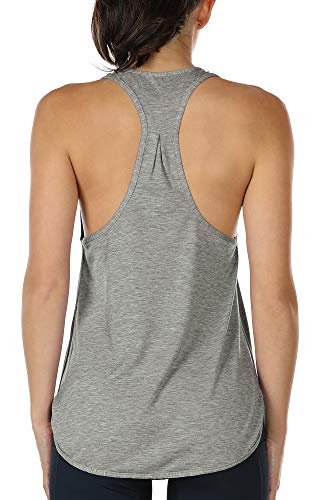 icyzone Canotta Sportiva da Donna Racerback Senza Maniche Top per Yoga Palestra Pilate (L,Grigio)