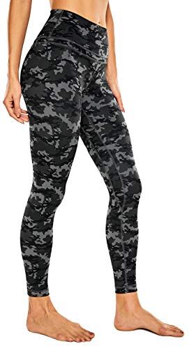 CRZ YOGA Donna Vita Alta Yoga Fitness Spandex Palestra Pantaloni Sportivi 7/8 Leggins con Tasche 64cm Camo Multi 1- 38