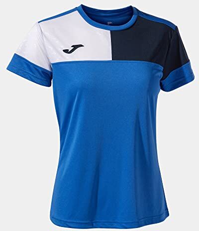 Joma Maglia a Manica Corta Donna Crew V Blu Reale Blu Navy Bianco