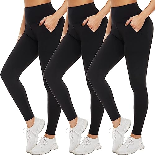 ACTINPUT Leggins Donna Vita Alta Leggings con Tasche Fitness Sportivi Donna Pantaloni Yoga Controllo della Pancia Opaco Elastici Morbido Leggings（Nero,S-M）