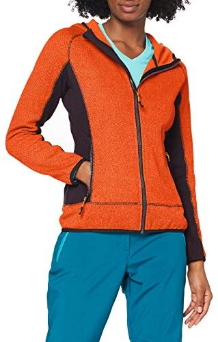 CMP Giacca in Knit-Tech da donna con cappuccio fisso, Orange Fluo, 40