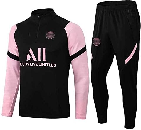 JIEAGY Parigi Jersey Tuta di Formazione A Maniche Lunghe Giacca Primavera e Autunno Giacca Tuta Calcio Uniforme Personalizzato PSG Uomini Donna(XXL-XXLarge,Black Pink)