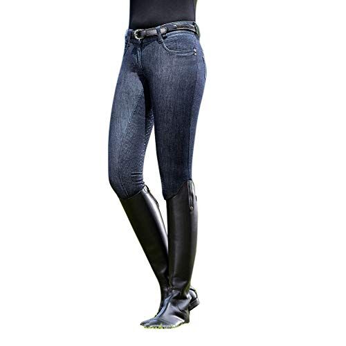 HKM Pantaloni da Equitazione Miss Blink Easy- con Inserti in Silicone 6100, Blu Jeans 36