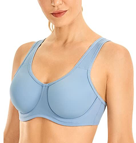 SYROKAN Donna Reggiseno Sportivo con Ferretto Sostegno Forte Taglie Forti con Regolabili Spalline radice di Loto Grigia 6F