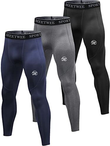 MEETWEE Leggings Uomo, Compressione Calzamaglia Baselayer Pantaloni Sportivo Tights for Gym Jogging Running