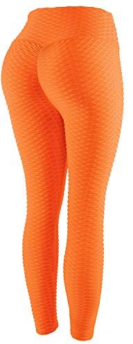 DEBAIJIA Yoga Legging Donna Allenamento PalestraFitness Pantaloni Sport Pants Fitness Vita Alta(Arancione-L)