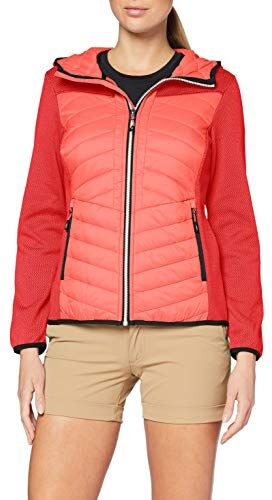 CMP Giacca in Knit-Tech da donna con cappuccio fisso, Red Fluo, 48