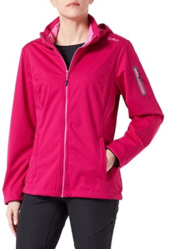 CMP Giacca in light softshell da donna con cappuccio removibile, Geraneo-Malva, 44