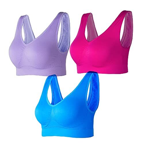 Lemef Reggiseno Sport Privo di Cuciture a Fili Liberi Reggiseno Yoga con Imbottiture Estraibili per Donne Set di 3