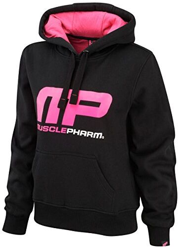 MusclePharm di  Donne Overhead Hooded Sweat Shirt-nero/colore rosa caldo, Largo, L