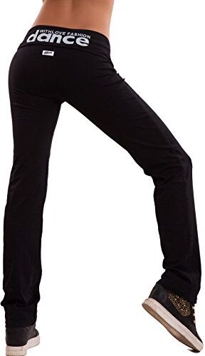 Toocool Pantaloni Donna Tuta Dance Sport Fitness Elastici Cotone Vita Bassa Nuovi CH93 [S,Nero]