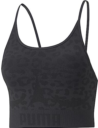 Puma Reggiseno Lungo Senza Cuciture Formknit a Basso Impatto, Top Intimo Donna, Stampa Leopardata Nera, M