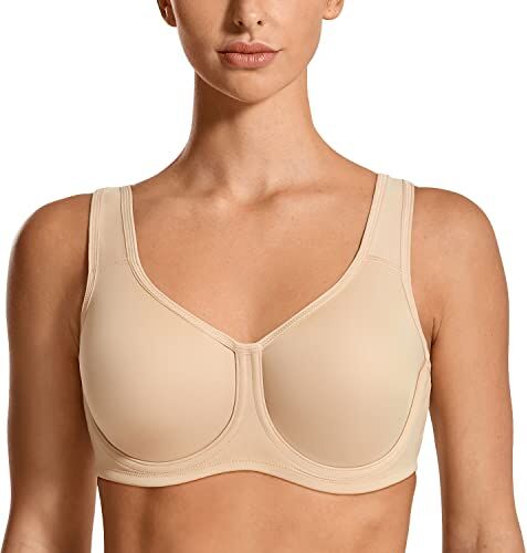 SYROKAN Donna Reggiseno Sportivo con Ferretto Modellato per Seni Generosi Beige 6G (UK 40F)