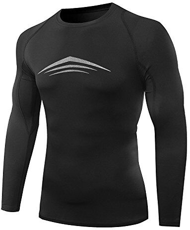 AMZSPORT , Maglietta da Uomo a Compressione, a Maniche Lunghe, Funzione Baselayer, Thermisch mit Baumwolle Innere, M