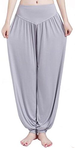 MEISHINE ® Donna Modal Elastico Yoga Pantaloni Harem Pantaloni Fitness Pantaloni Pilates Pantaloni Danza Pantaloni Workout Pantaloni Sportivi Pantaloni Jogging Pantaloni (XL, Grigio Chiaro)