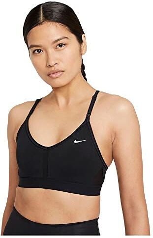 Nike Dry Fit Indy V-Neck, Reggiseno Donna, Black/Black/Black/White, XS