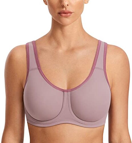 SYROKAN Donna Reggiseno Sportivo con Ferretto Sostegno Forte Taglie Forti con Regolabili Spalline Conchiglia 6C