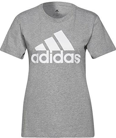 Adidas Essentials Logo Tee, T-Shirt Donna, Medium Grey Heather/White, XXS