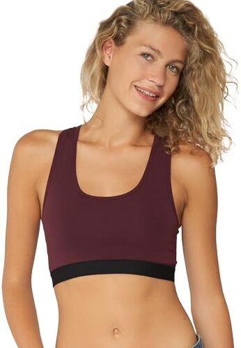 DANISH ENDURANCE Reggiseno e Slip in Cotone Biologico, Intimo Donna Comodo e Morbido, 1, 3 o 6 Paia, 1x Rosso Vinaccia, XL