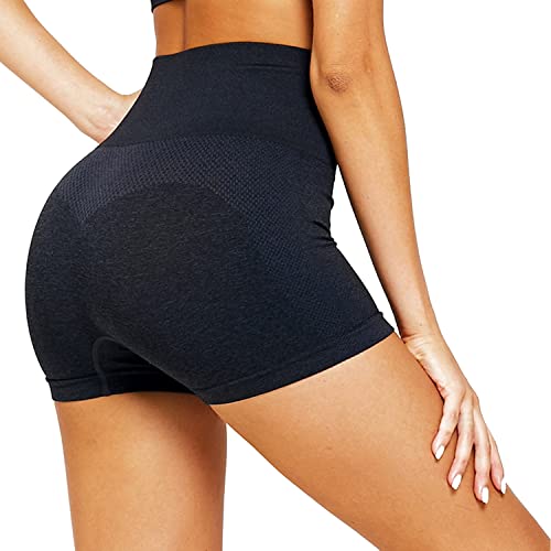 Tuopuda Pantaloncini Sportivi Donna Vita Alta Pantaloni da Yoga Shorts Leggings Corti Elasticizzati Estivi Pantaloncini da Ginnastica Leggins Corti per Palestra Allenamento Booty Scrunch, Z-Nero, M