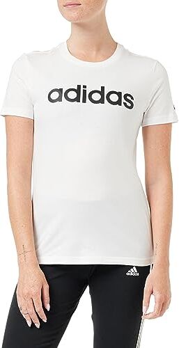 Adidas Essentials Slim Logo, T-shirt Donna, White/Black, M Corto