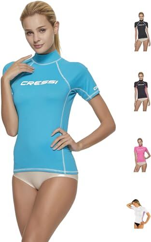 Cressi Rash Guard, Maglia Protettiva a Maniche Corte, in Speciale Tessuto Elastico, Protezione Solare UV/UPF 50+ Donna, Turchese (Acquamarina), M