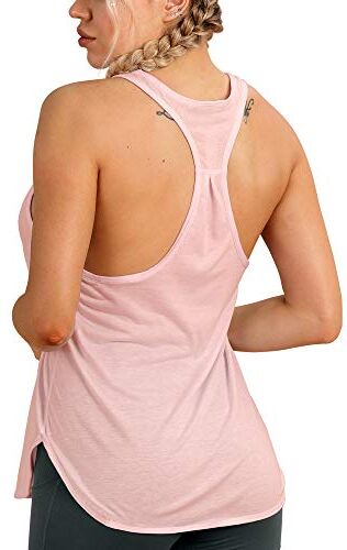 icyzone Canotta Sportiva da Donna Racerback Senza Maniche Top per Yoga Palestra Pilate (L,Rosa Chiaro)