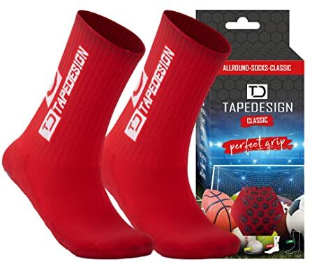 Tapedesign "Classic 1 Paia Rosso Calze Antiscivolo Uomo Donna Calze Calcio (37-48) Calzini Antiscivolo Grip Socks Calzini Grip Calcio Calze Sportive Football Socks Calzettoni Calcio