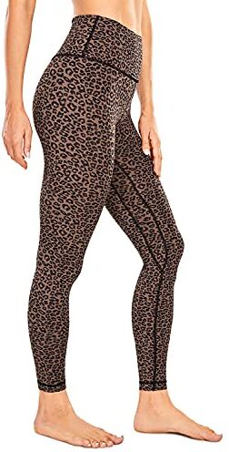 CRZ YOGA Donna Sportivi Pantaloni Vita Alta Fitness Leggings Palestra con Tasche Interna -71cm Stampa Leopardo 2 44