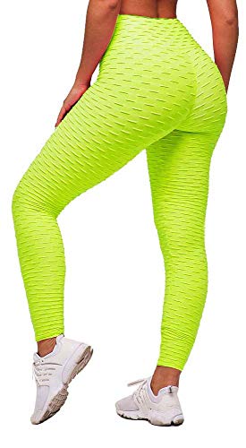Memoryee Leggins Donna Sportivi Anticellulite Pantaloni Push up Booty Pantacollant Vita Alta Fitness Elastici Taglia Grossa Leggings Yoga/Green/XL