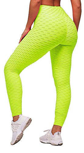 Memoryee Leggins Donna Sportivi Anticellulite Pantaloni Push up Booty Pantacollant Vita Alta Fitness Elastici Taglia Grossa Leggings Yoga/Green/M