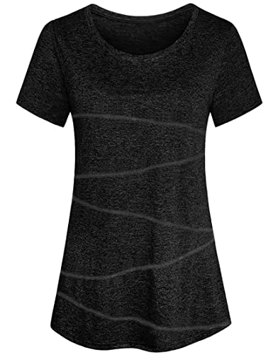 Sykooria T Shirt Maglietta Sportiva da Donna Maglietta Manica Corta Scollo Tondo Estiva Yoga Fitness Tinta Unita Rapida Asciugatura Maglie Tee Top