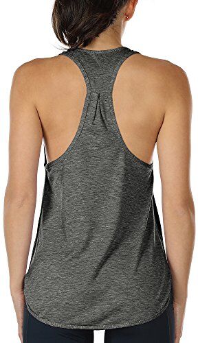 icyzone Canotta Sportiva da Donna Racerback Senza Maniche Top per Yoga Palestra Pilate (M,Grigio Scuro)