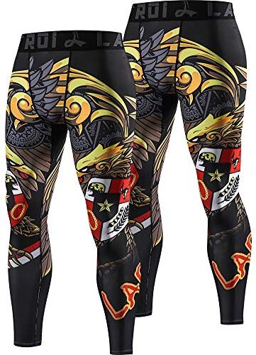 LAFROI , Leggings da uomo YSK08, ad asciugatura rapida, a compressione e aderenti Reale X2 L